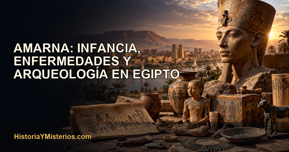 Amarna: infancia, enfermedades y arqueología en Egipto — imagen editorial de HistoriaYMisterios.com
