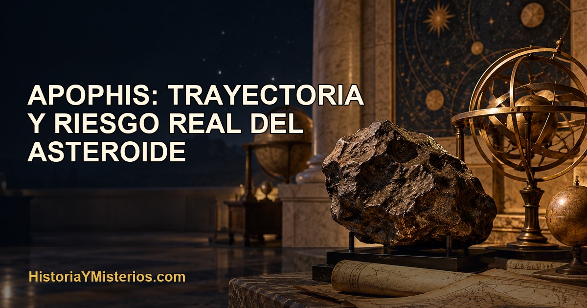 Apophis: trayectoria y riesgo real del asteroide — imagen editorial de HistoriaYMisterios.com