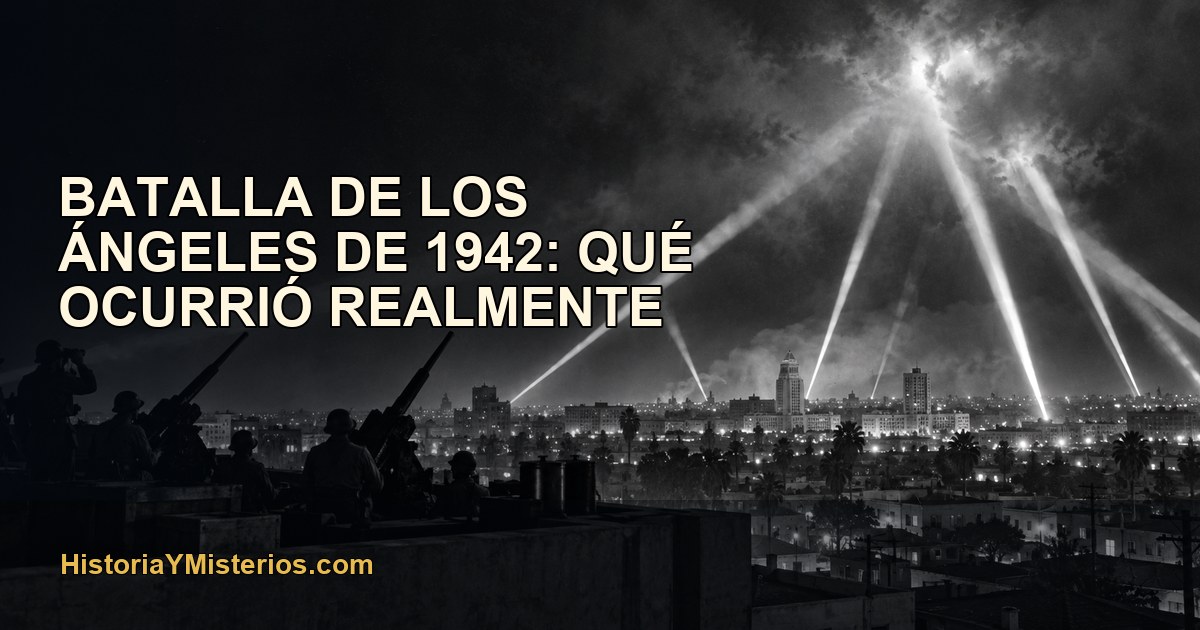 Reflectores antiaéreos sobre Los Ángeles durante la alarma de febrero de 1942
