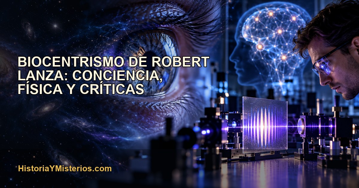 Experimento cuántico y reflejo de un ojo como metáfora del biocentrismo