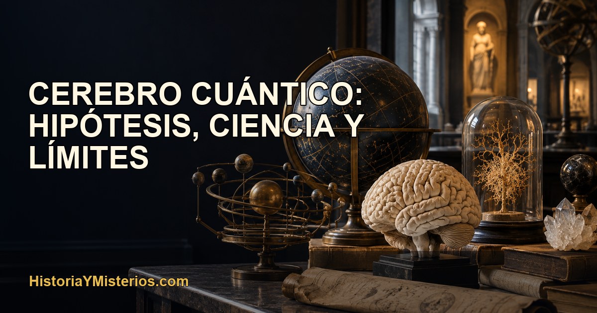 Cerebro cuántico: hipótesis, ciencia y límites — imagen editorial de HistoriaYMisterios.com