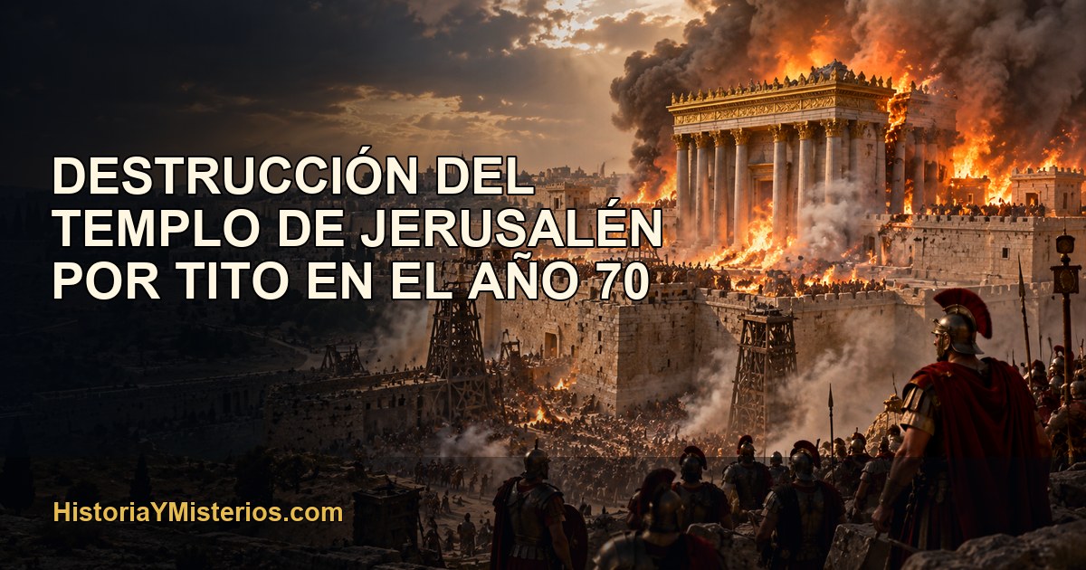 Destrucción del Templo de Jerusalén por Tito en el año 70 — imagen editorial de HistoriaYMisterios.com