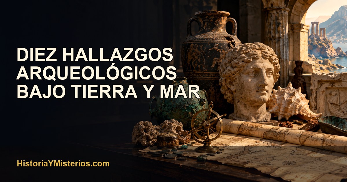 Diez hallazgos arqueológicos bajo tierra y mar — imagen editorial de HistoriaYMisterios.com