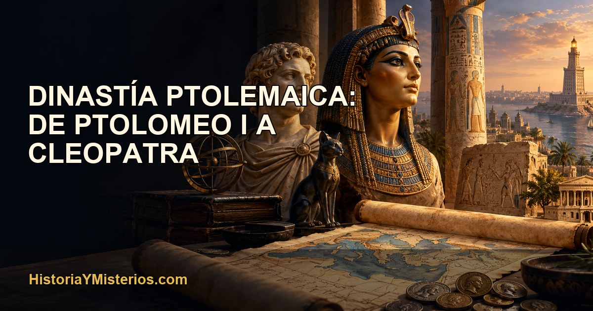 Dinastía ptolemaica: de Ptolomeo I a Cleopatra — imagen editorial de HistoriaYMisterios.com