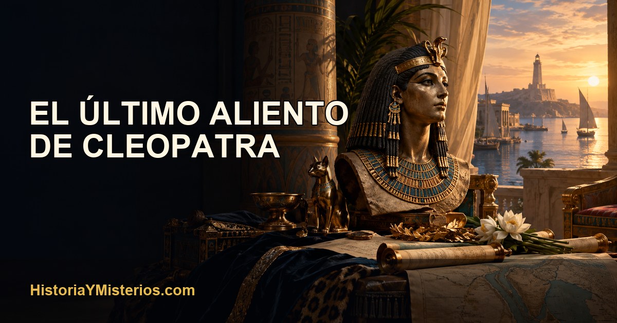 El último aliento de Cleopatra — imagen editorial de HistoriaYMisterios.com