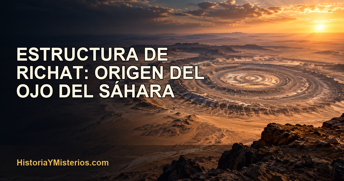 Estructura de Richat: origen del Ojo del Sáhara — imagen editorial de HistoriaYMisterios.com