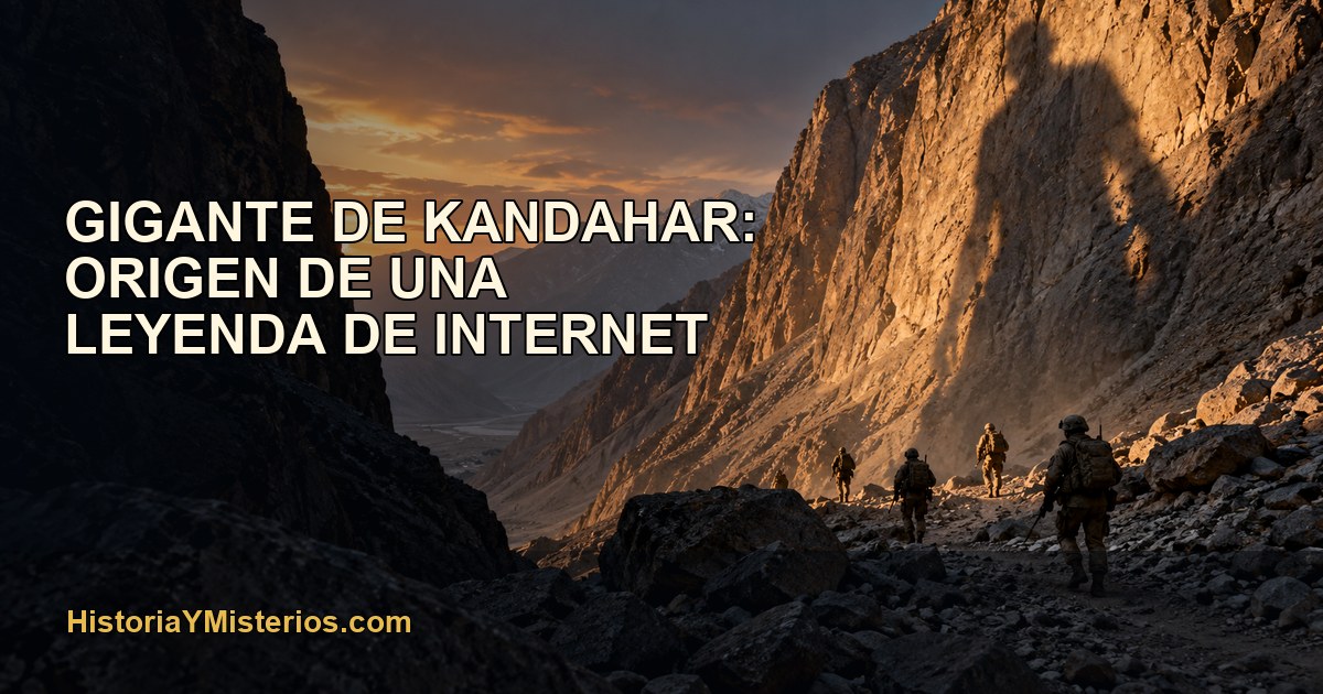 Patrulla ante una sombra enorme en las montañas como metáfora del Gigante de Kandahar