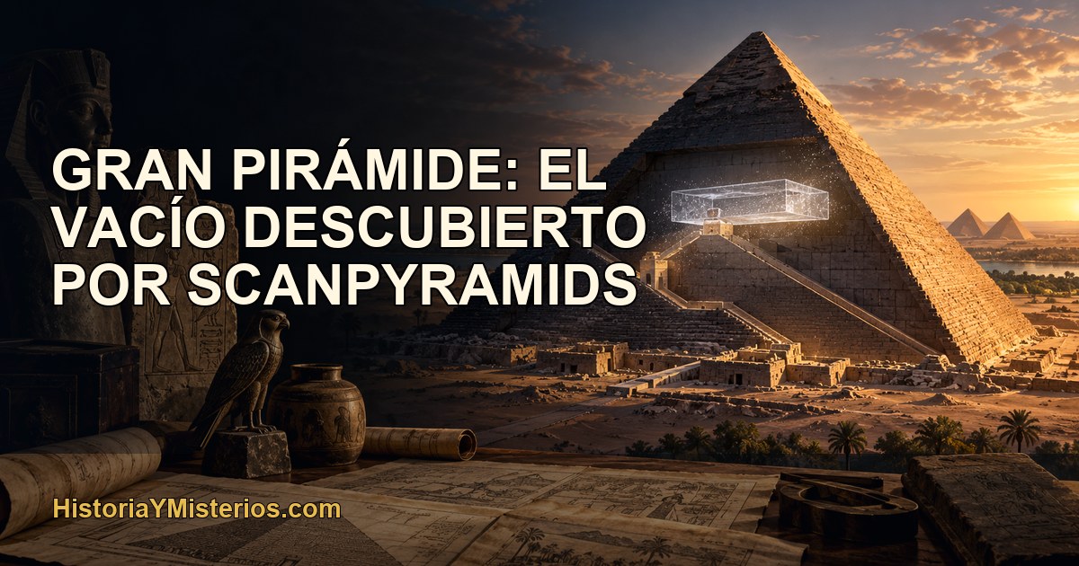 Gran Pirámide: el vacío descubierto por ScanPyramids — imagen editorial de HistoriaYMisterios.com