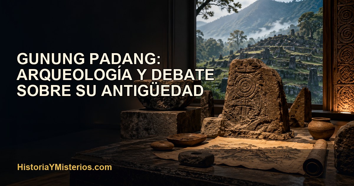 Gunung Padang: arqueología y debate sobre su antigüedad — imagen editorial de HistoriaYMisterios.com
