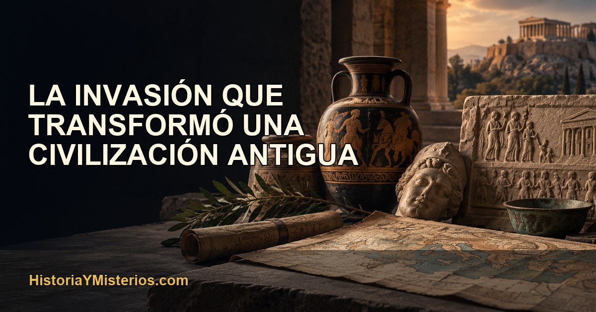 La invasión que transformó una civilización antigua — imagen editorial de HistoriaYMisterios.com