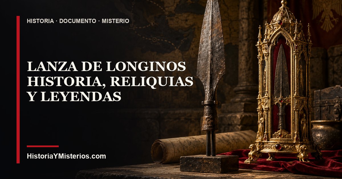 Lanza de Longinos junto a una reliquia medieval en una cámara histórica