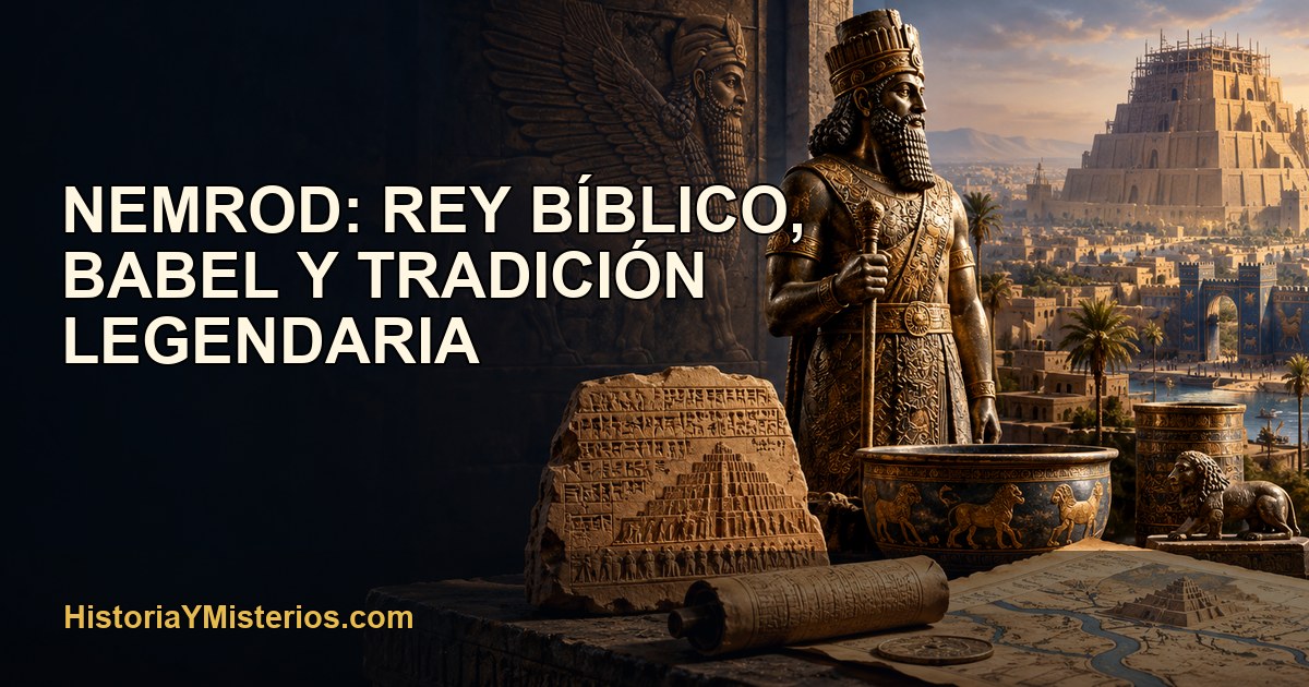 Nemrod: rey bíblico, Babel y tradición legendaria — imagen editorial de HistoriaYMisterios.com