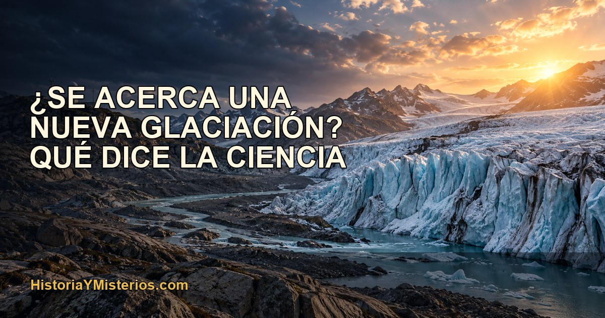 Glaciar en retroceso observado desde un valle alpino