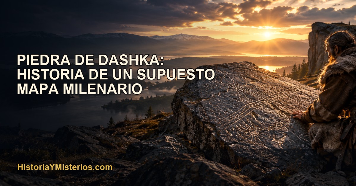 Piedra de Dashka: historia de un supuesto mapa milenario — imagen editorial de HistoriaYMisterios.com