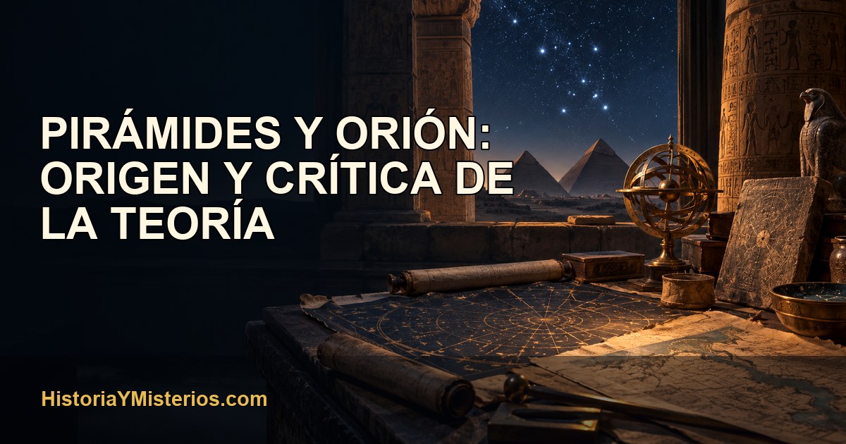 Pirámides y Orión: origen y crítica de la teoría — imagen editorial de HistoriaYMisterios.com