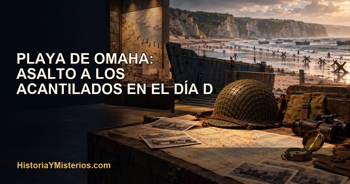 Playa de Omaha: asalto a los acantilados en el Día D — imagen editorial de HistoriaYMisterios.com
