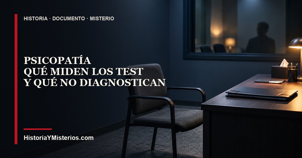 Test de psicopatía y evaluación profesional en una sala de entrevista clínica