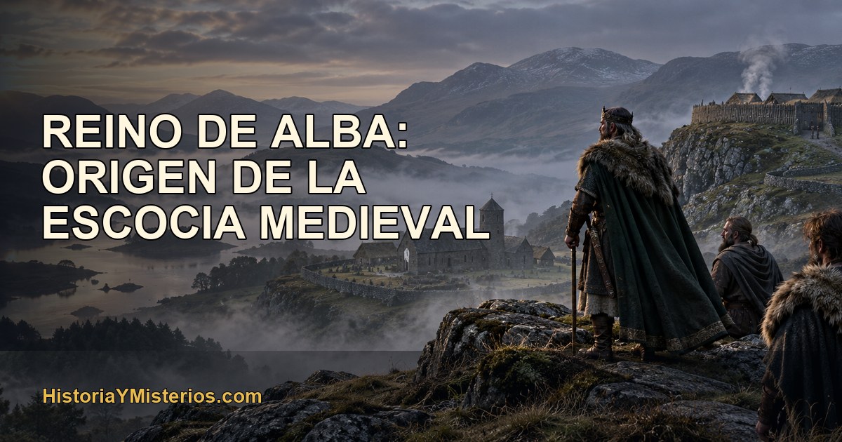 Rey gaélico contemplando un castro del antiguo Reino de Alba