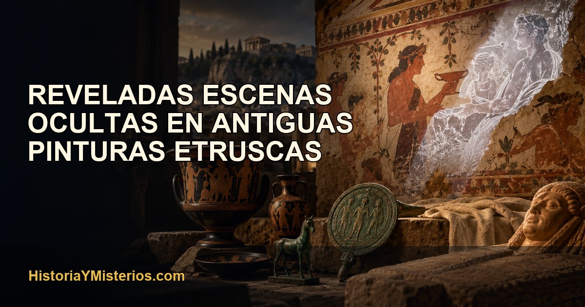 Reveladas escenas ocultas en antiguas pinturas etruscas — imagen editorial de HistoriaYMisterios.com
