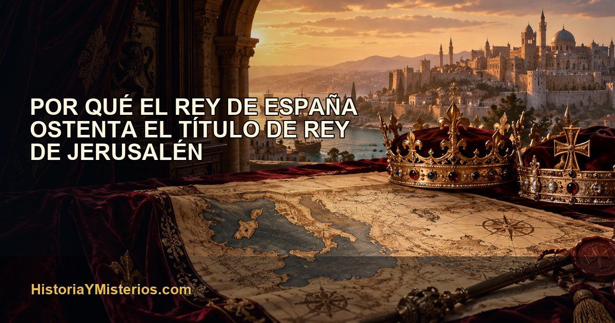 Corona y mapa medieval que representan el título histórico de rey de Jerusalén
