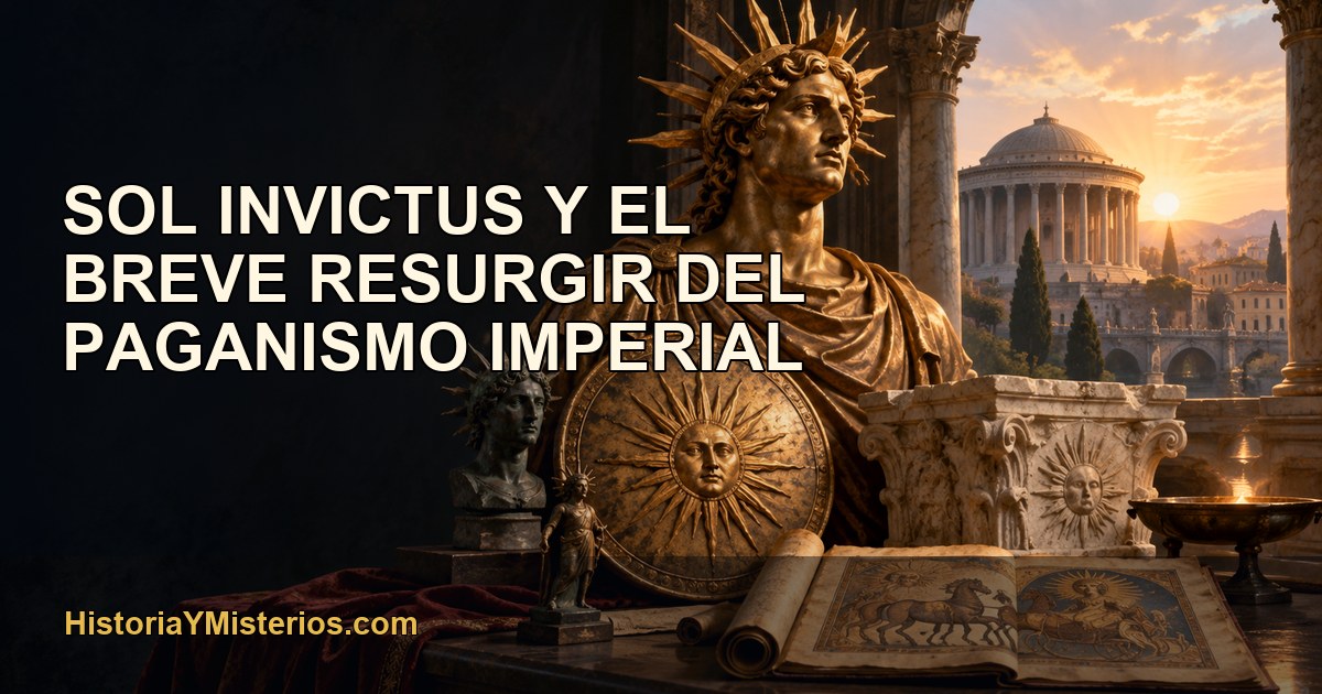 Sol Invictus y el breve resurgir del paganismo imperial — imagen editorial de HistoriaYMisterios.com