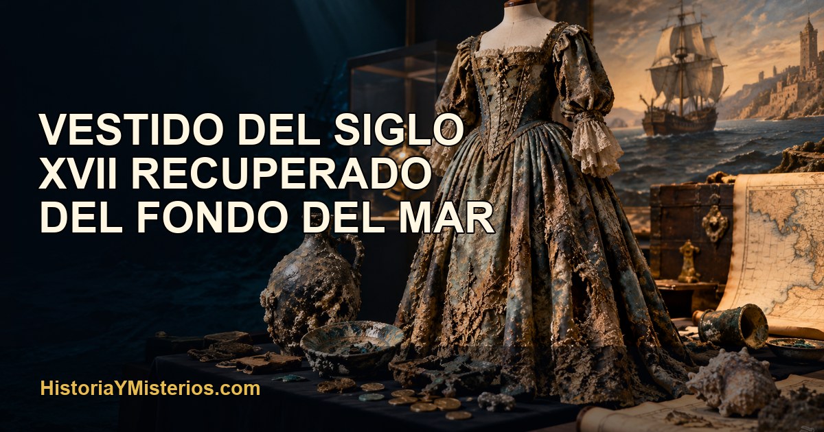 Vestido del siglo XVII recuperado del fondo del mar — imagen editorial de HistoriaYMisterios.com