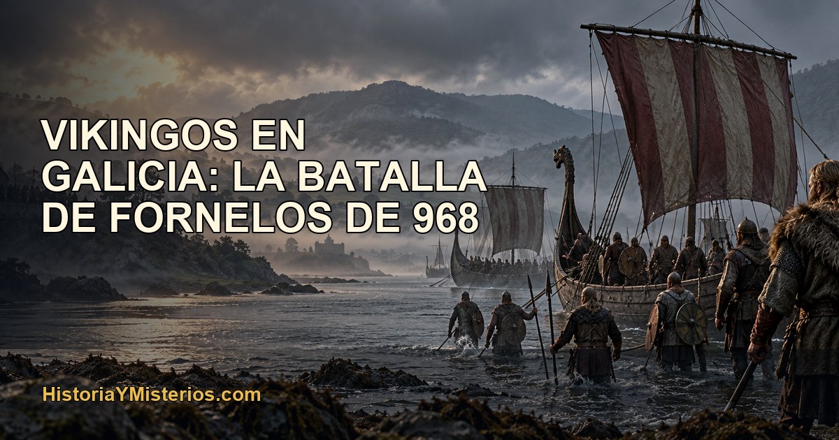 Vikingos ascendiendo por una ría gallega antes de la batalla de Fornelos
